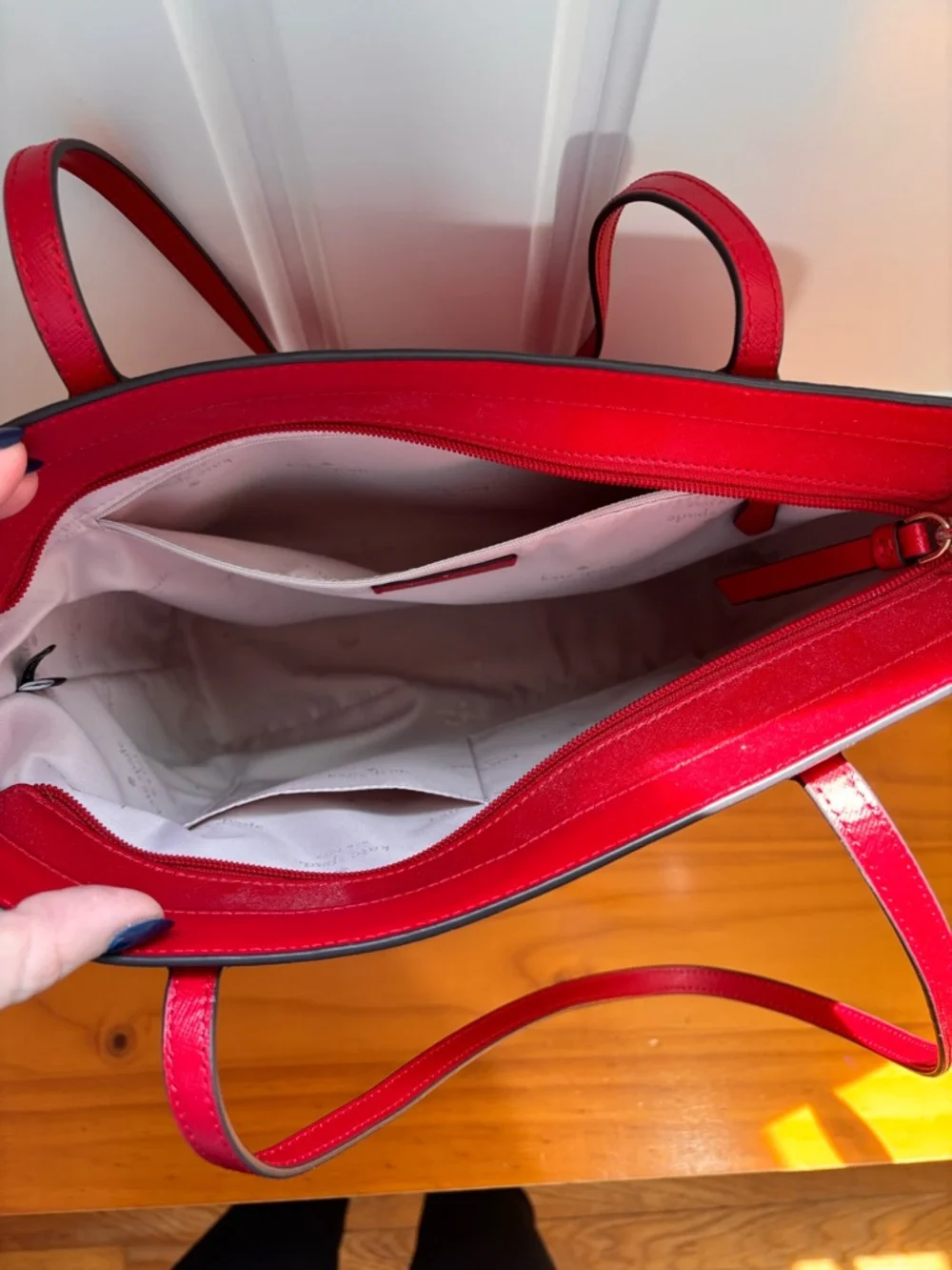kate spade Red Saffiano Leather Tote - Picture 4 of 6